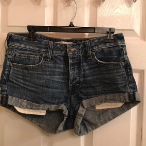 Abercrombie and Fitch button fly jean shorts.